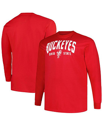 Мужская футболка Scarlet Ohio State Buckeyes Big and Tall Arch с длинным рукавом Champion