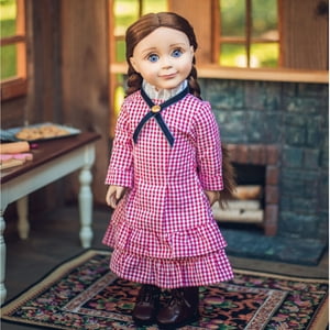 The Queen's Treasures 18 Inch Doll Clothes, Little House on The Prairie Realistic Laura Ingalls Red Check Dress Outfit,  Compatible For Use With American Girl Dolls The Queen's Treasures