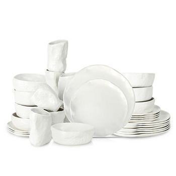 Stone by Mercer Project ATIK Stoneware 32-Piece Dinnerware Set in White Stone by Mercer