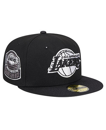 Men's Black Los Angeles Lakers Active Satin Visor 59fifty Fitted Hat New Era