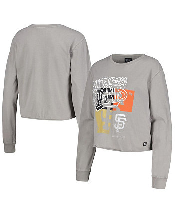 Women's Gray San Francisco Giants Cropped Long Sleeve T-shirt The Wild Collective