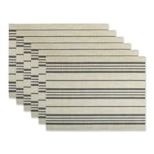 Set of 6 Brown and White Urban Oasis Reed Rectangular Placemats 19&#34; Contemporary Home Living