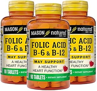 MASON NATURAL Heart Formula B6/B12/Folic Acid Tablets, Dietary Supplement Supports Cardiovascular Health, Red Blood Cell Formation, Metabolic Function, 90 Count (Pack of 3) Mason Natural