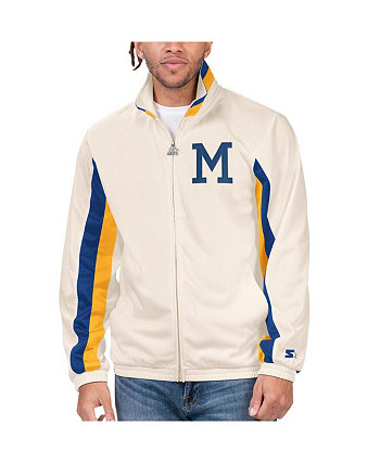 Мужская кремовая спортивная куртка с молнией во всю длину Milwaukee Brewers Rebound Cooperstown Collection Starter