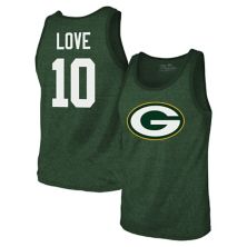 Men's Majestic Threads Jordan Love Green Green Bay Packers Tri-Blend Player Name & Number Tank Top Majestic Threads