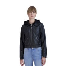 Женская куртка-бомбер из искусственной кожи с капюшоном Sebby Collection Sebby Collection