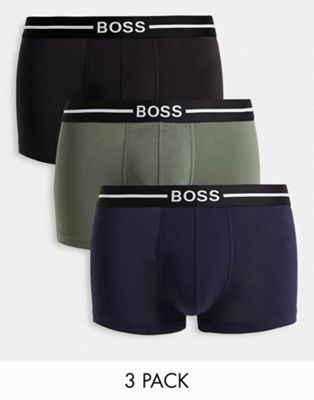 Комплект из 3 трусов BOSS Bodywear черного/хаки/темно-синего цвета BOSS Bodywear