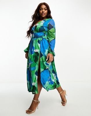 Женское платье средней длины ASOS DESIGN Curve в зеленом цвете ASOS Curve