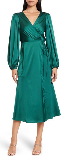Длинное сатиновое платье с завязками сбоку AREA STARS