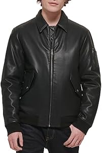 Tommy Hilfiger Men's Faux Leather Bomber Jacket Tommy Hilfiger