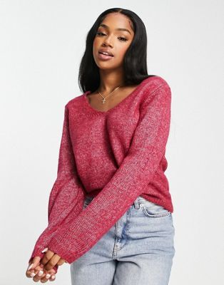 Розовый свитер с v-образным вырезом JDY JDY