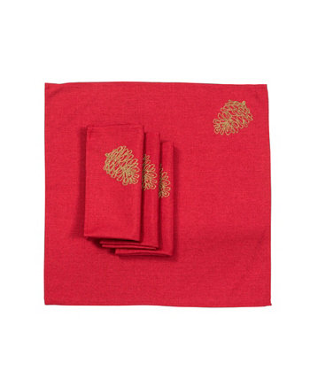 Салфетки с вышивкой "Рождественские ветки сосны" - набор из 4 шт. Manor Luxe