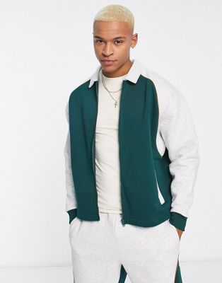 Зеленая трикотажная куртка в стиле Харрингтон ASOS DESIGN — часть комплекта ASOS DESIGN
