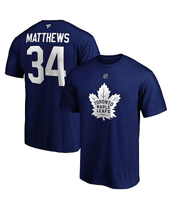 Мужская синяя футболка Auston Matthews Toronto Maple Leafs Big and Tall с именем и номером Fanatics