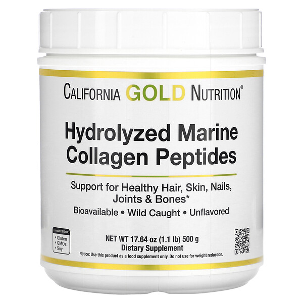 Гидролизованные пептиды морского коллагена, без вкуса, 17,64 унции (500 г) California Gold Nutrition