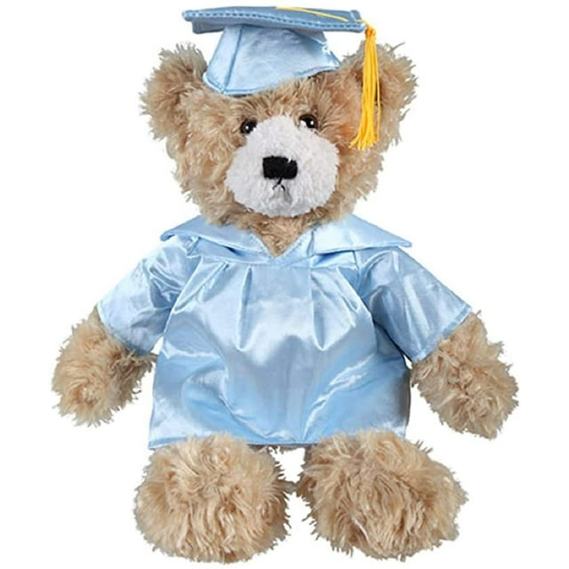 Made by Aliens Personalized Teddy Bear Stuffed Animal Plush Toy – Perfect Gift for Graduation Class of 2024. (Beige Baby Blue Gown) 12 inches Made by aliens