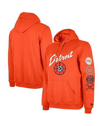 Мужской оранжевый пуловер с капюшоном Detroit Pistons 2023/24 City Edition Big and Tall New Era