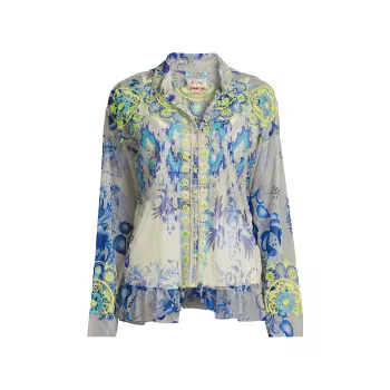Mazzy Embroidered Lace Blouse Johnny Was