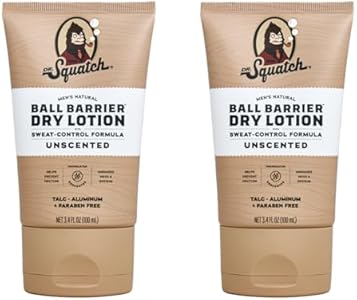 Dr. Squatch Ball Barrier Dry Lotion, No Mess Body Powder Lotion for Men, Made With Natural Ingredients - 2-Pack Unscented Dr. Squatch