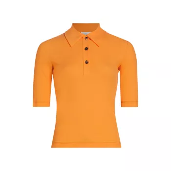 Cotton Rib-Knit Jersey Polo Shirt Rosetta Getty