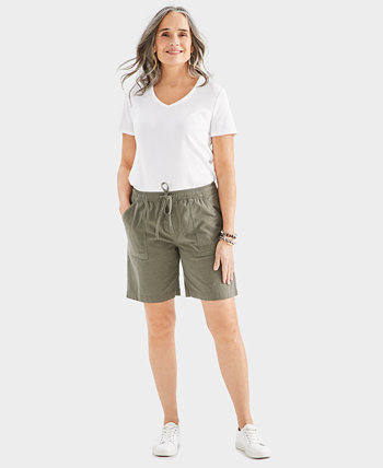 Женские хлопковые шорты без застежек, стандартного и миниатюрного размера, созданные для Macy's Style & Co