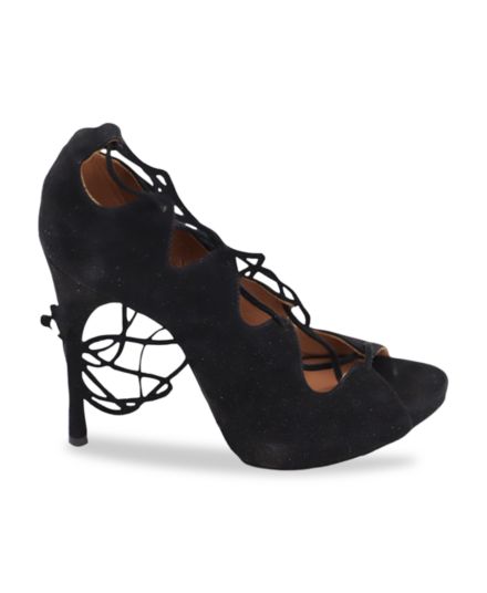 Alaia Lace-Up Sandals In Black Suede Heels Pumps Alaïa