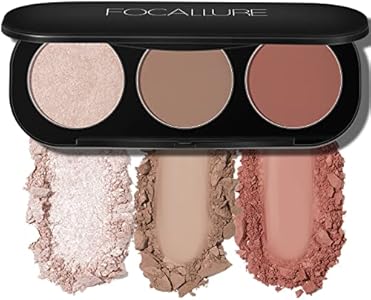 FOCALLURE Blush and Highlighter Palette,3 in 1 Contour Palette,Cruelty-Free Matte Bronzer Powder,Shimmer Illuminator Highlighters for a Glowing Look,#10 FOCALLURE