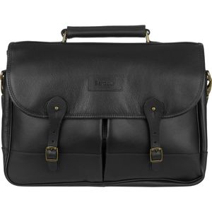 barbour leather briefcase black