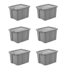 Sterilite Tuff1 18-галлонный пластиковый контейнер для хранения с крышкой (6 шт.) Sterilite