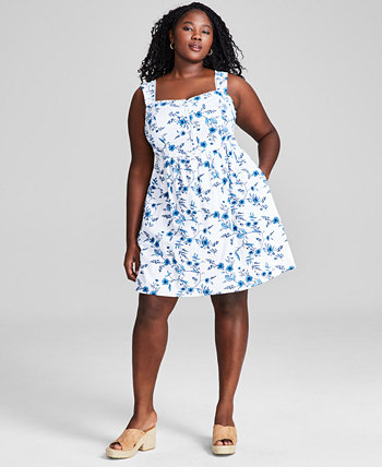 Plus Size Floral-Print Corset Mini Dress, Created for Macy's And Now This