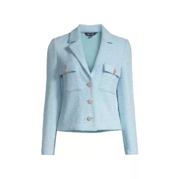 Button-Front Tweed Jacket Misook