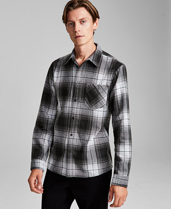 Мужская фланелевая рубашка на пуговицах в клетку, созданная для Macy's And Now This