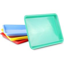 Plastic Trays for Kids Arts and Crafts, 4 Colors (13.4 x 10 x 1.2 in, 4 Pack) Bright Creations