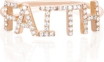 Кольцо Faith Word из розового золота 14 карат с бриллиантами паве — 0,50 карата EF Collection