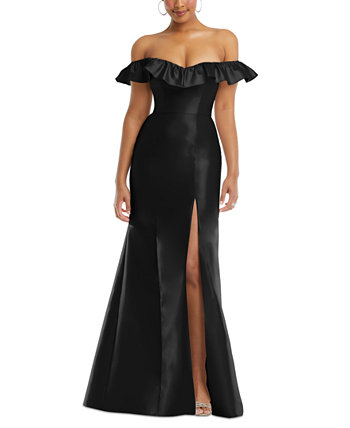 Women's Off-The-Shoulder Ruffled High-Slit Gown Alfred Sung