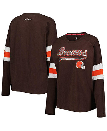Женская коричневая футболка-туника Cleveland Browns Justine с длинным рукавом Tommy Hilfiger