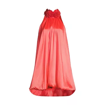 Мини-платье-трапеция с высоким воротником Rosette ONE33 SOCIAL