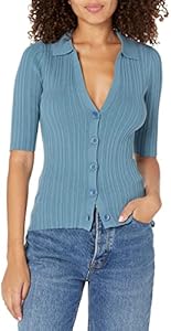 GUESS Women's Short Sleeve Carmella Cardigan Sweater Top GUESS