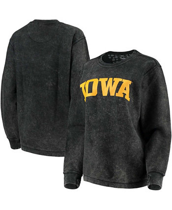 Женский черный джемпер Iowa Hawkeyes Comfy Cord в винтажном стиле с базовым пуловером с аркой Pressbox