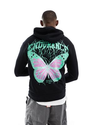Jack & Jones oversized hoodie with butterfly back print in black Jack & Jones