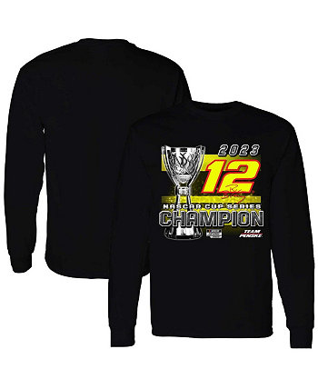 Мужская черная футболка с длинным рукавом Ryan Blaney 2023 NASCAR Cup Series Champion Trophy Team Penske