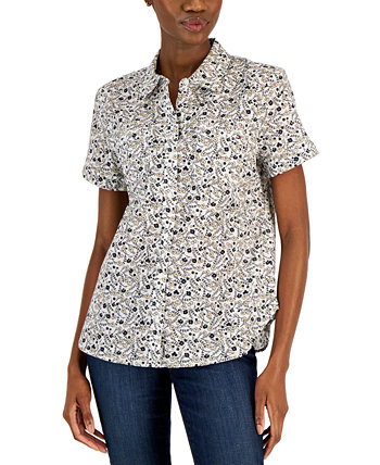 Женская хлопковая рубашка с пуговицами спереди Tommy Hilfiger
