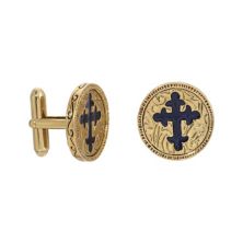 Круглые запонки с эмалевым крестом "Символы веры" Symbols of Faith