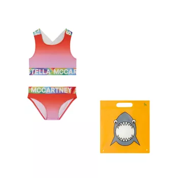 Маленькая девочка и усилитель; Двухкомпонентный купальник с радужным логотипом Tie-Dye для девочек Stella McCartney