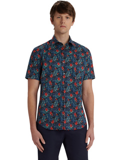 Рубашка с коротким рукавом Orson из комфортного эластичного хлопка с цветочным принтом BUGATCHI