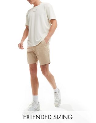 ASOS DESIGN slim stretch regular length chino shorts in stone ASOS DESIGN