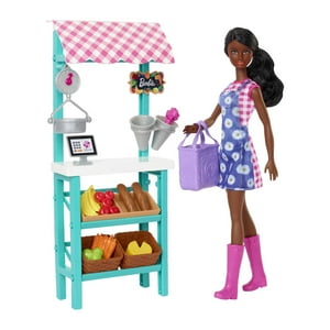 Barbie Careers Farmers Market Playset with Brunette Fashion Doll, Furniture & Accessories Barbie