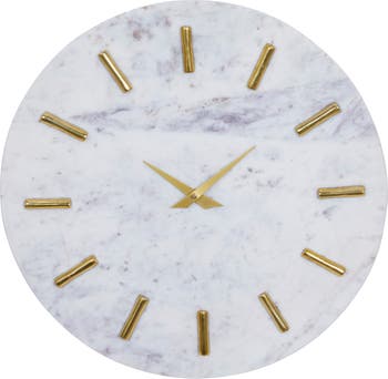 Настенные часы CosmoLiving by Cosmopolitan из белого мрамора, прибрежные, 15 x 15 x 1 дюйм COSMO BY COSMOPOLITAN