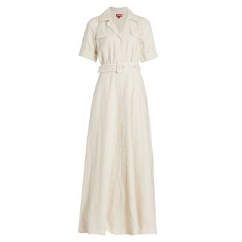 Льняное платье макси с поясом Millie STAUD