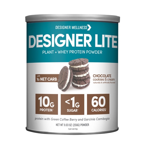 LITE Натуральное протеиновое шоколадное печенье и сливки — 9,03 унции Designer Wellness